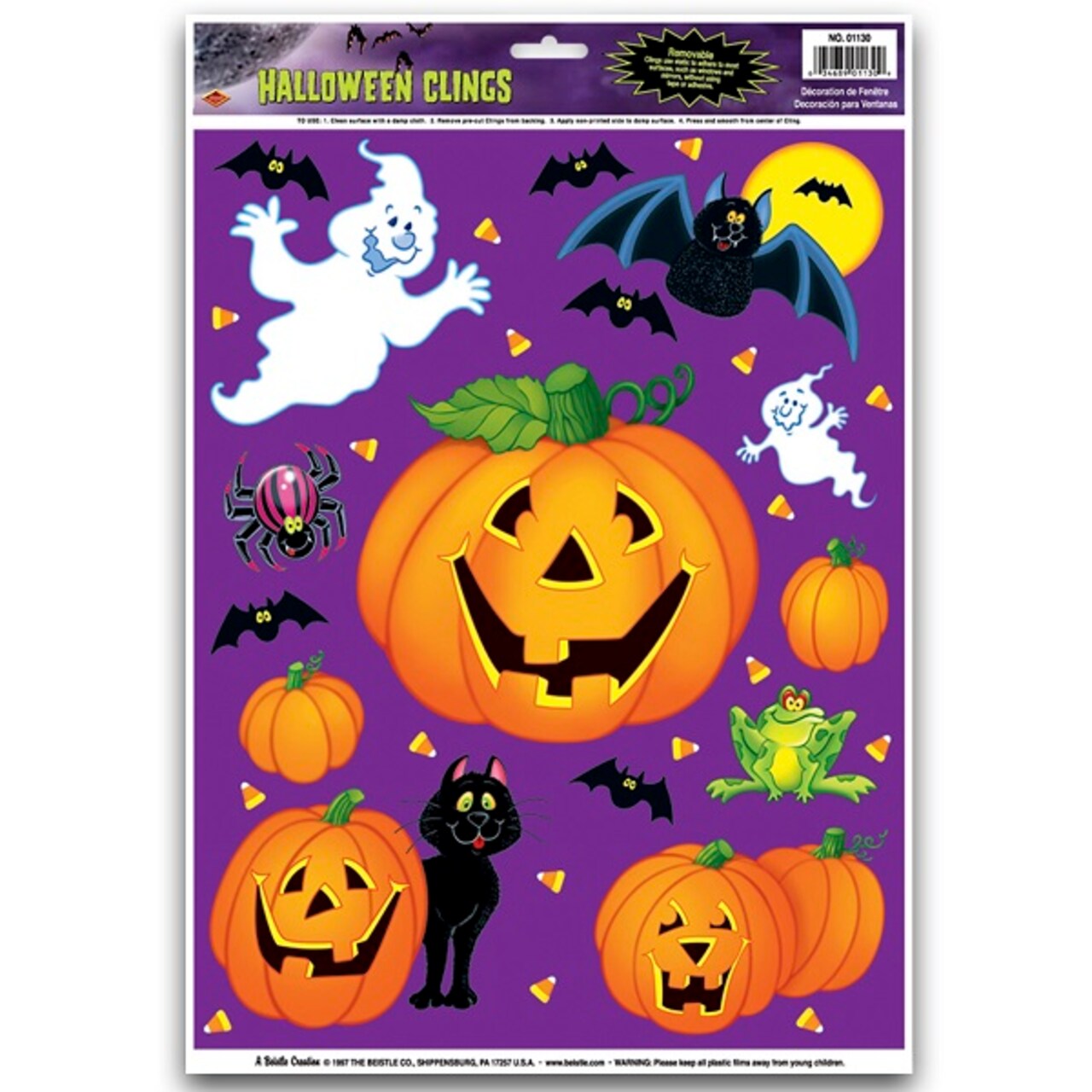 Beistle Club Pack of 144 Halloween Pumpkin Patch Decorative Window Clings